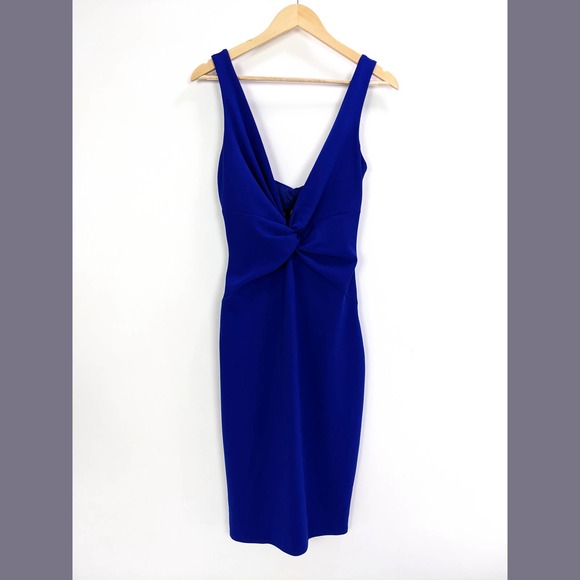 Katie May Size M Zaza Deep V-Neck Sleeveless Cutout-Back Twist Midi Dress Blue - Picture 3 of 12